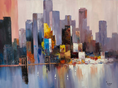 New York City Brooklyn Bridge And Manhattan Skyline